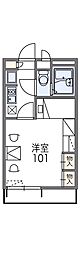 レオパレスナチュラリー2 1Kの間取図画像