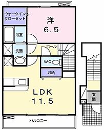 ウィング・ハート 1LDKの間取図画像