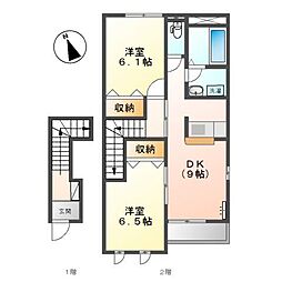 サンタピア 2DKの間取図画像