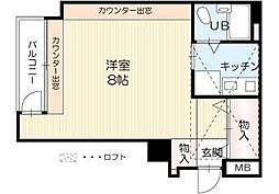宝殿ヤングパレス ワンルームの間取図画像