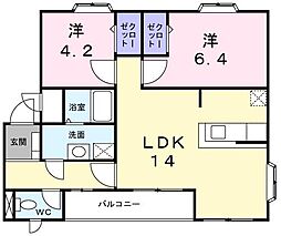 ヒルサイドテラス 2LDKの間取図画像
