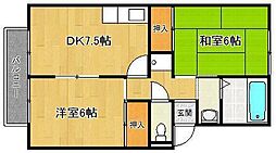 ロイヤル三木 2DKの間取図画像