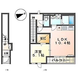 アヴェリア 1LDKの間取図画像