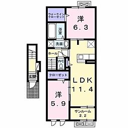 アストラル グレアI 2LDKの間取図画像