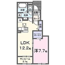サンセールIX A 1LDKの間取図画像