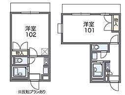 レオパレス雅 1Kの間取図画像