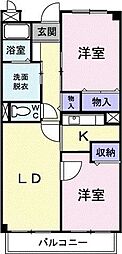 サンカルティエ 2LDKの間取図画像