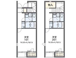 レオネクストパインルージュ立石 1Kの間取図画像