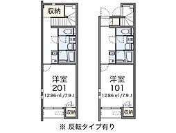 ラグラシューズM 1Kの間取図画像