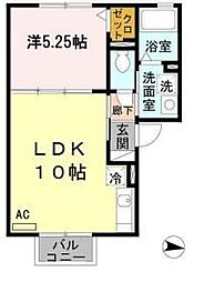 ゴマリジャーディン 1LDKの間取図画像