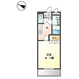 シンフォニー田園 1Kの間取図画像
