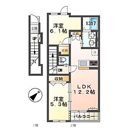 エール 藤 2LDKの間取図画像