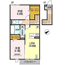 アルコバレーノX 2LDKの間取図画像