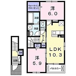 ルアナハレ 2LDKの間取図画像