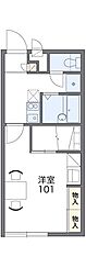 レオパレス若草 1Kの間取図画像