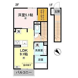 明石市二見町西二見アパート 1LDKの間取図画像