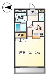 ロワール 1Kの間取図画像