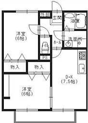 メゾン・ソレイユA棟 2DKの間取図画像