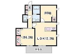 マストコート加古川南D棟 2LDKの間取図画像