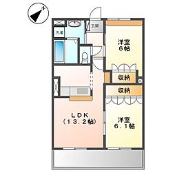 エルグランデ北在家 2LDKの間取図画像
