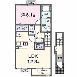 メゾン12朝来 1LDKの間取図画像