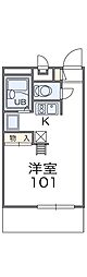 レオパレスグリーンゲイブルズ 1Kの間取図画像