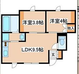 グリーンフォレスト加古川南 2LDKの間取図画像
