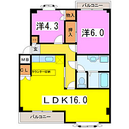 アーバンハウス11号館 2LDKの間取図画像