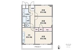 伊丹駅前ファミリーハイツ 3DKの間取図画像