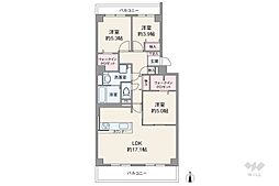 コープ野村第2伊丹E棟 3LDKの間取図画像