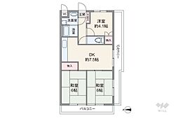 イスズハイツベル南野 3DKの間取図画像