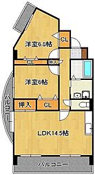 ガーデンパレスやひろ1 2LDKの間取図画像