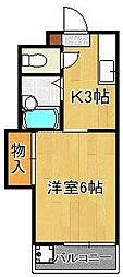 シャトレ境川2 1Kの間取図画像