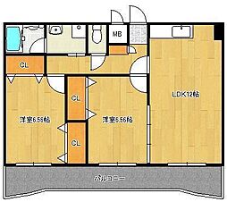 アヴァンティ高見M1 2LDKの間取図画像
