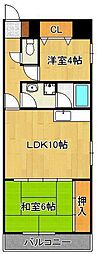 枝光スカイマンション 2LDKの間取図画像