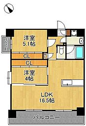 サンシャイン・プリンセス八幡駅前 2LDKの間取図画像