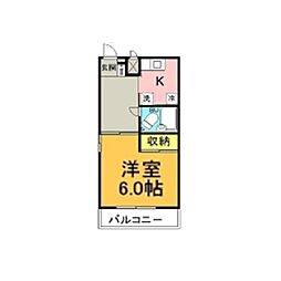 東新館 1Kの間取図画像
