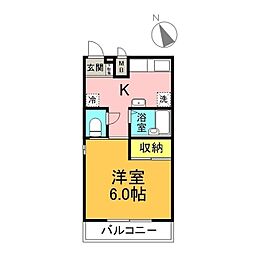 東新館 1Kの間取図画像