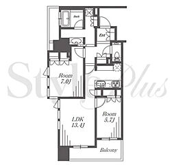 グランドメゾン大須ザ・タワー 4階2LDKの間取り