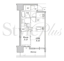 Brillia名駅二丁目 12階1LDKの間取り