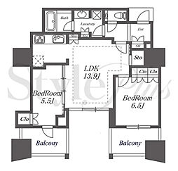 プラウドタワー名駅 2LDKの間取図画像