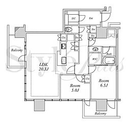 NAGOYAtheTOWER 2LDKの間取図画像