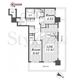 ザ・パークハウス久屋大通ローレルタワー 2LDKの間取図画像
