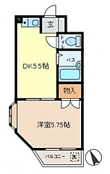 丸武コーポ 2階1DKの間取り