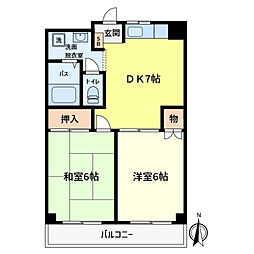 サンジュエール二番館 2DKの間取図画像