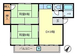 大成コーポ 2DKの間取図画像