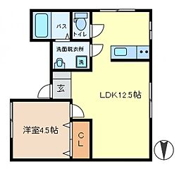 コーポ・ホタル 1LDKの間取図画像