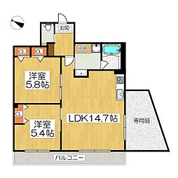 インサイトルポ山科新十条 1階2LDKの間取り