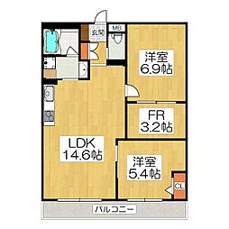 インサイトルポ山科新十条 2階2SLDKの間取り