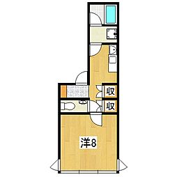 パインベルテ御陵 5階1Kの間取り